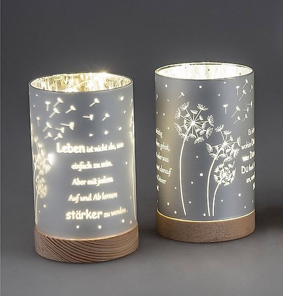 formano Nachttischlampe Sprüche, Farbe: Silber, Motiv: Pusteblume günstig online kaufen