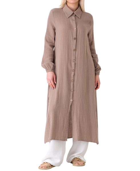 WENOR Longtunika Musselin 130cm lang Kokosknopf günstig online kaufen