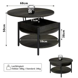FABATO Couchtisch Höhenverstellbarer Runder Kaffeetisch mit günstig online kaufen