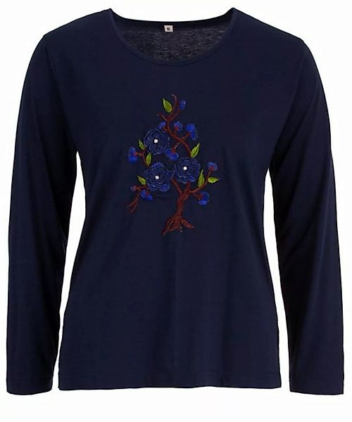 zeitlos T-Shirt zeitlos - Langarmshirt Damen Kirschzweig 3D Rundhals Shirt günstig online kaufen