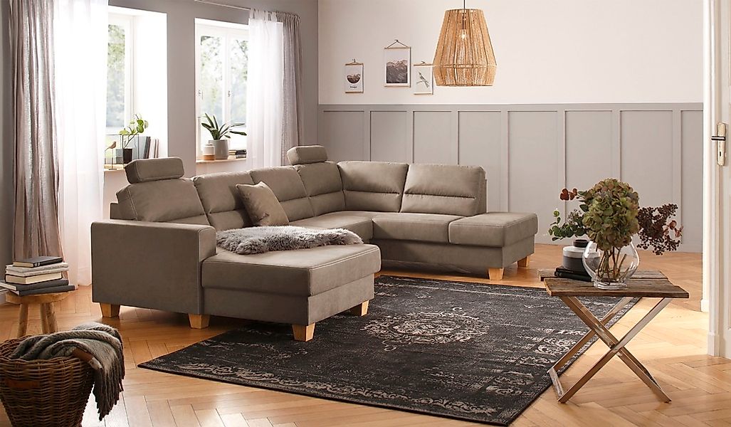 Home affaire Wohnlandschaft "Navan, komfortabel mit viel Platz, U-Form" wah günstig online kaufen