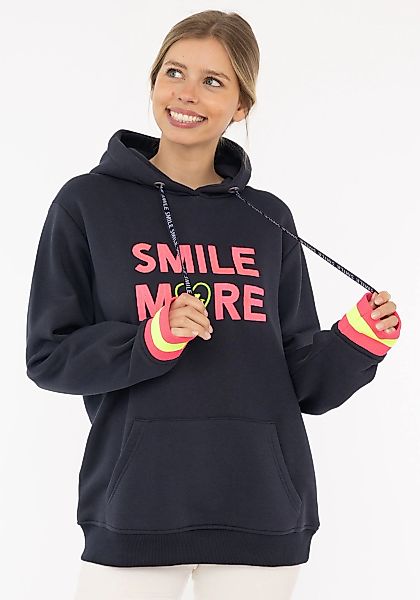 Zwillingsherz Hoodie ""Smile More"", Neonbündchen, Kapuze, Langarm, Bänder günstig online kaufen