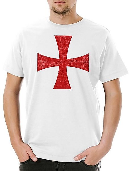 Urban Backwoods Print-Shirt Templar Cross I Herren T-Shirt Rotes Templer Or günstig online kaufen