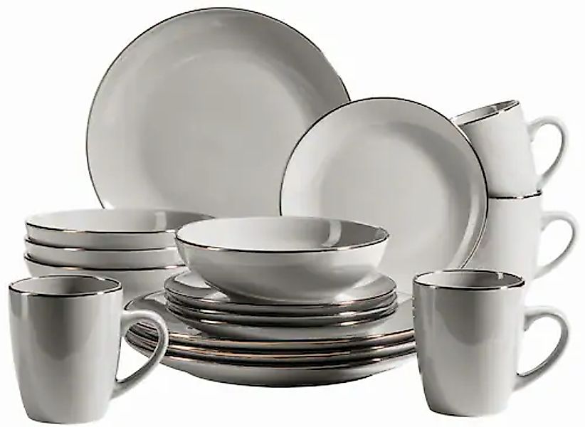 MÄSER Kombiservice »METALLIC RIM, Geschirr-Set, Steinzeug« günstig online kaufen