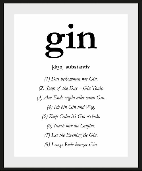 queence Bild "gin", Sprüche & Texte, Spruch, gerahmt günstig online kaufen