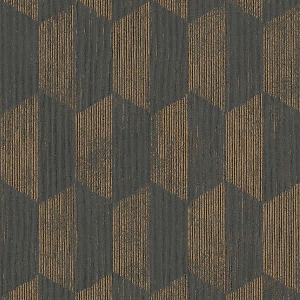 Bricoflor Geometrische Tapete Schwarz Gold Vlies Mustertapete im Ethno Chic günstig online kaufen