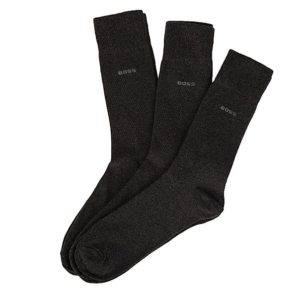BOSS 3er-Pack Socken mit eingestricktem Logo Farbe dunkelgrau Größe: 47-50 günstig online kaufen