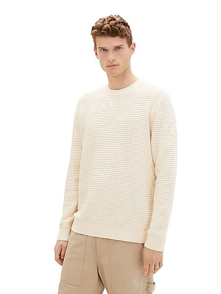 Tom Tailor Herren Rundhals Pullover STRUCTURED CREWNECK - Regular Fit günstig online kaufen