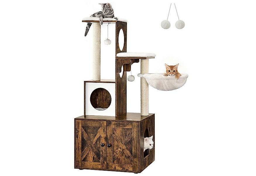 FEANDREA Kratzbaum, 2-in-1 mit Katzenklo, Sisalstämme, Hängematte günstig online kaufen