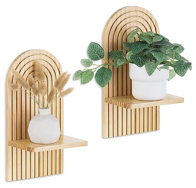 TUWENA Wandregal 2 Stück Wandregal Holz, Boho Wanddeko, Klein Pflanzregal H günstig online kaufen