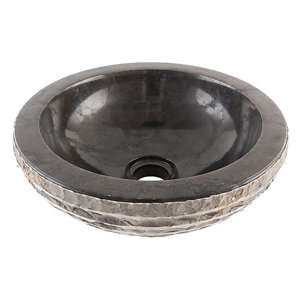 Wohnfreuden Marmor Waschbecken Bascom Rowfish 35 cm Schwarz Rund günstig online kaufen