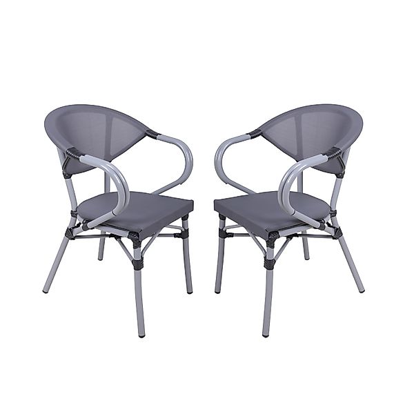 Garden Pleasure Stapelstuhl Toskana Aluminium Grau-Schwarz 2er Set günstig online kaufen
