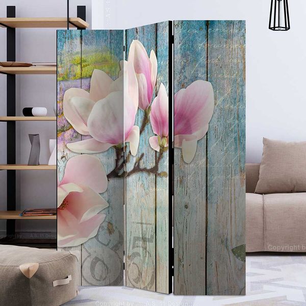 Trennwand Paravent in Bunt Magnolien Motiv günstig online kaufen