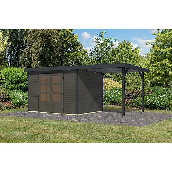 Karibu Gartenhaus Ernesto 4 B Anbaudach Terragrau/Anthrazit 209 x 298 x 213 günstig online kaufen