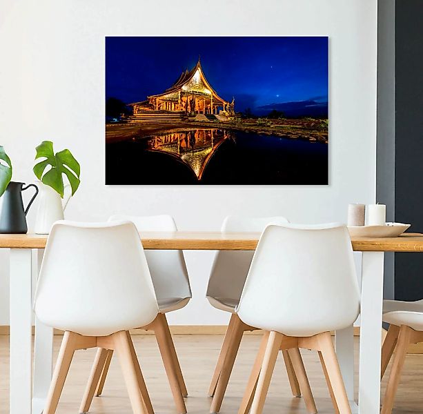 queence Acrylglasbild "Am See", Asien-Kunst-Gebäude-Buddhismus-Himmel, Fine günstig online kaufen