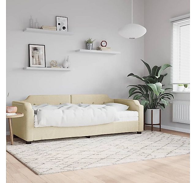 vidaXL Gästebett Gästebett Tagesbett mit Matratze Creme 90x200 cm Stoff Bet günstig online kaufen