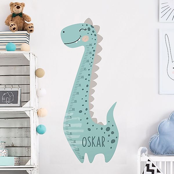 Kindermesslatte Wandtattoo Dino Junge Pastell mit Wunschname günstig online kaufen