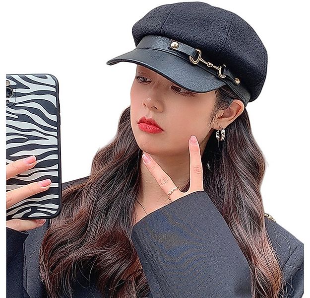 Coonoor Baskenmütze Damen Retro Barett Winter Mütze Newsboy mit Schirm Cap günstig online kaufen