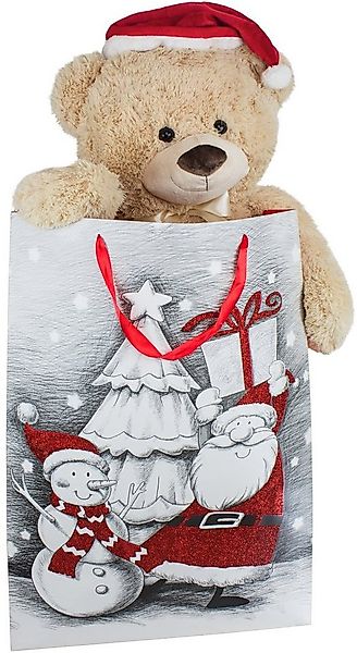BRUBAKER Kuscheltier XXL Teddy 100 cm mit Nikolausmütze (1-St., mit Schleif günstig online kaufen