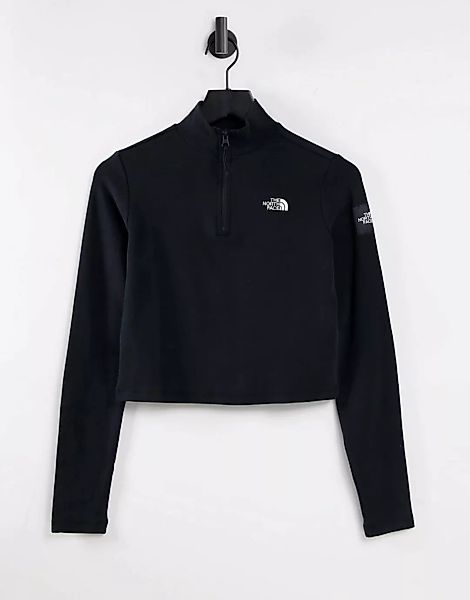 The North Face – Black Box – Langärmliges Shirt in Schwarz mit kurzem Reißv günstig online kaufen