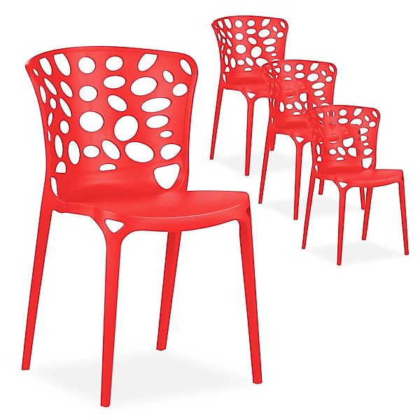 Homestyle4u Gartenstuhl 4er Set in Rot 2460 günstig online kaufen
