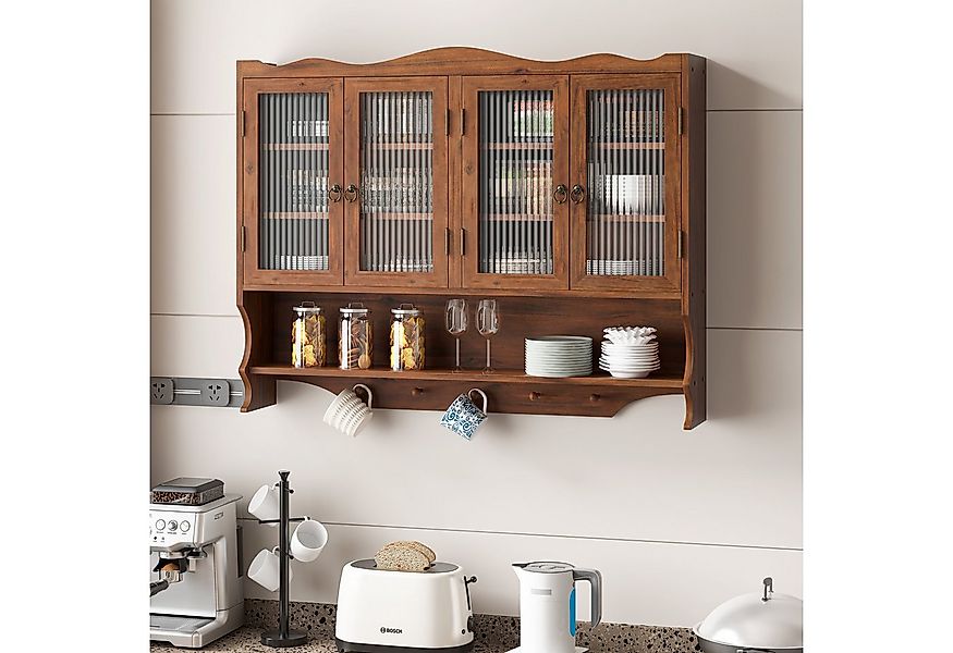 OKWISH Hängeschrank Wandhängeschrank,Glas-Wandregal (100 cm Retro 4-Türiger günstig online kaufen
