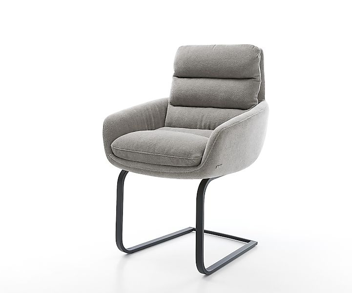 Freischwinger Abelia-Flex mit Armlehnen Strukturstoff Soft Grau Freischwing günstig online kaufen