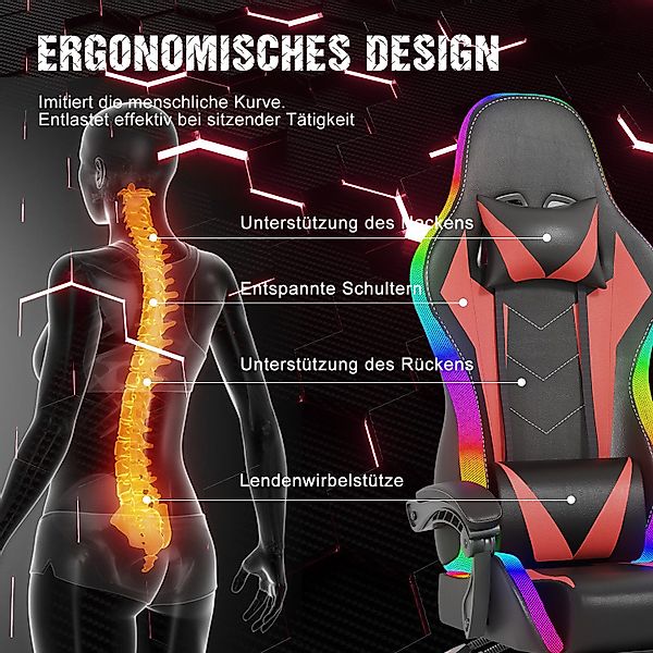 HOMALL Gaming-Stuhl LED Gaming Chair,Massage,Bürostuhl,Gaming Stuhl, günstig online kaufen