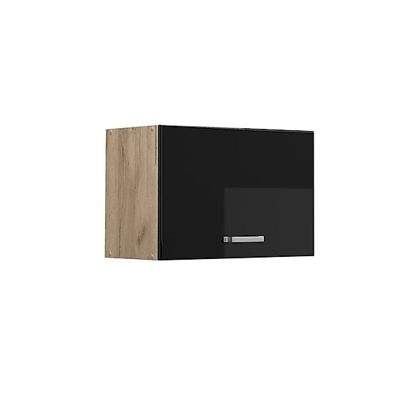 Vicco Hängeschrank R-Line Schwarz Hochglanz/Goldkraft Eiche 60 cm Flach günstig online kaufen