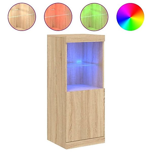 vidaXL Vitrine Sideboard mit LED Leuchten Sonoma Eiche 41x37x100 cm Glas Vi günstig online kaufen