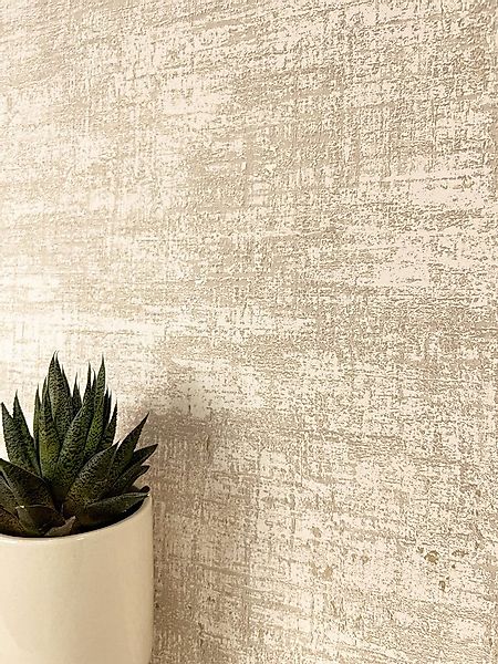 Newroom Vliestapete, Beige Tapete Modern Used-Look - Mustertapete Loft Tape günstig online kaufen