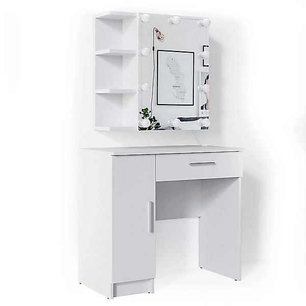 Vicco Schminktisch Fynnia Weiß 80.2 cm mit LED Beleuchtung günstig online kaufen