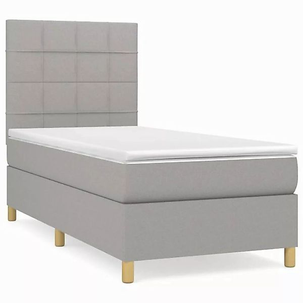 furnicato Bettgestell Boxspringbett mit Matratze Hellgrau 100x200 cm Stoff günstig online kaufen