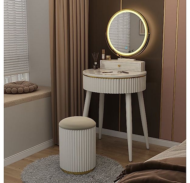 Vicco Schminktisch Gesa, Weiß, 60 cm mit LED-Spiegel in 3 Weißtönen, Dimmba günstig online kaufen