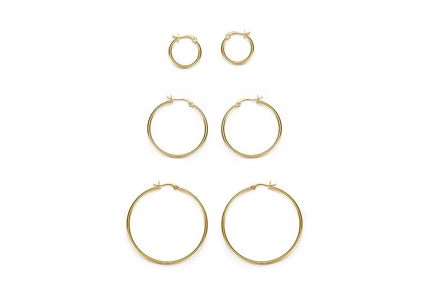 M-Diamant Creolen-Set Creolen-Set GOLDEN TRIO – 3 Paar goldfarbene Edelstah günstig online kaufen