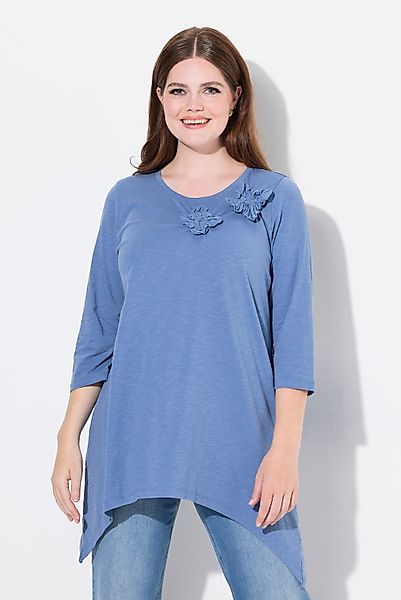 Ulla Popken Longshirt Shirt 3D-Blüten Rundhals günstig online kaufen