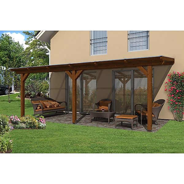 Skan Holz Terrassenüberdachung Andria 648 x 400 cm Leimholz Eiche hell günstig online kaufen