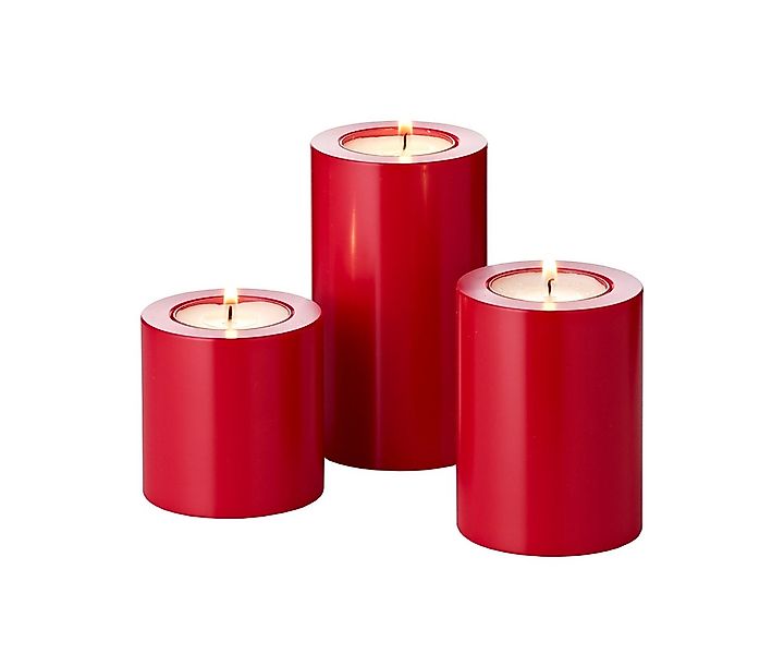 EDZARD Teelichthalter Cornelius (3er Set), (Höhe 6/8/11, Ø 6 cm), rot, hitz günstig online kaufen