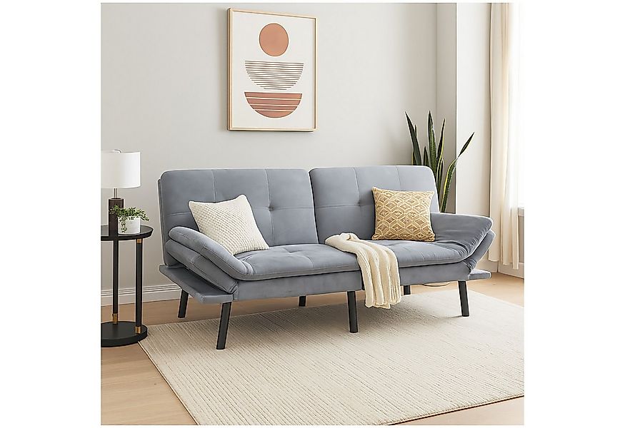HTI-Living 2-Sitzer Sofa mit verstellbaren Armlehnen Grau, Stück 1 Teile, S günstig online kaufen