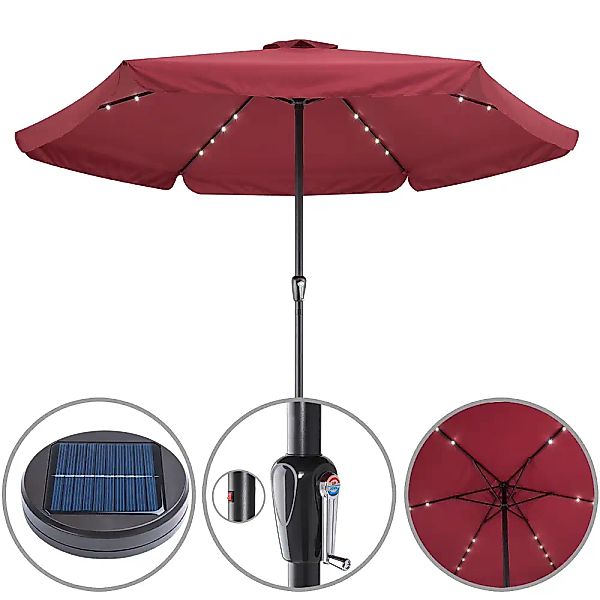 LED Solar Sonnenschirm Athen Rot Ø330cm UV-Schutz 80+ günstig online kaufen