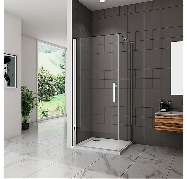 duschspa Eckdusche 185cm ESG Nano Glas Drehtür + Seitenwand Eckdusche Dusch günstig online kaufen