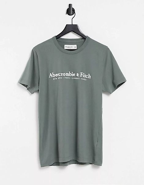 Abercrombie & Fitch – Funktions-T-Shirt mit erhöhtem Logo in Grün günstig online kaufen