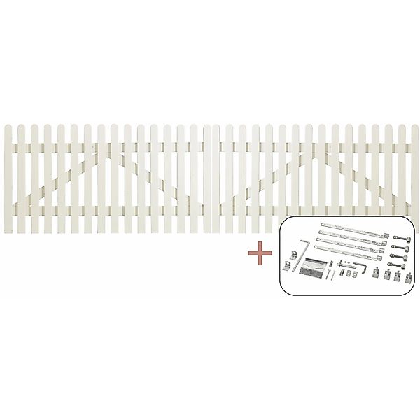 Doppeltor Retro Nadelholz Weiß 300 cm x 80 cm günstig online kaufen