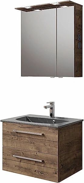Saphir Badmöbel-Set »Serie 6025 2-teilig Mineralmarmor-Waschtisch mit LED-S günstig online kaufen