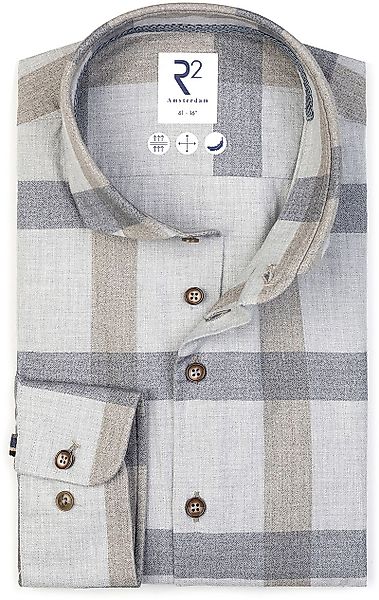 R2 Hemd Herringbone Karos Grau - Größe 45 günstig online kaufen