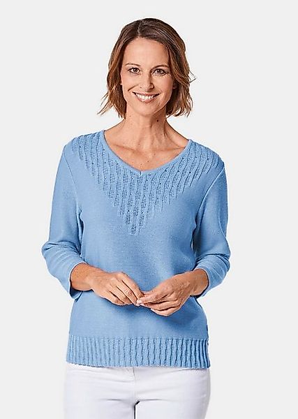 GOLDNER Strickpullover Kurzgröße: Pullover mit schönem Ajourmuster günstig online kaufen