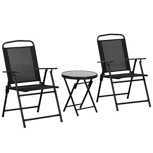 Outsunny Gartenbistro-Set 3-teilig Gartenmöbel-Set 2 klappbare Stühle mit A günstig online kaufen