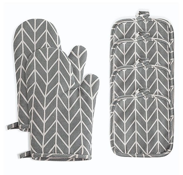 NUODWELL Topflappen 1 Paar Ofenhandschuhe mit 4 Stück Topflappen,Handschuhe günstig online kaufen