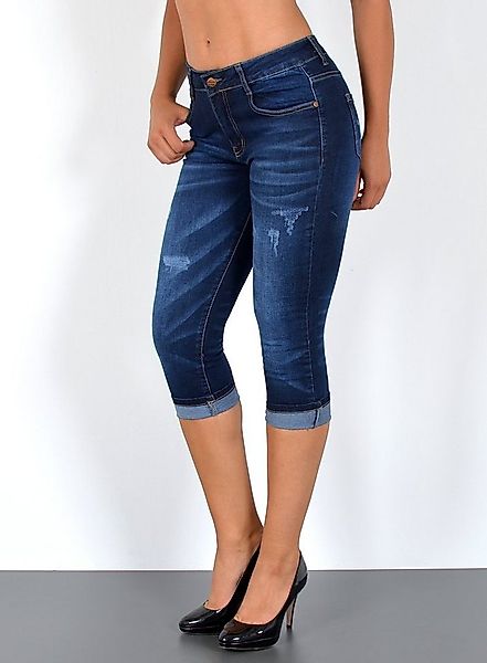 ESRA Caprijeans Damen Jeans Capri Hose High Waist Jeans Damen mit hoher Lei günstig online kaufen