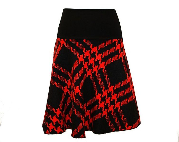 dunkle design A-Linien-Rock Boucle Schwarz Rot Hahnentritt elastischer Bund günstig online kaufen